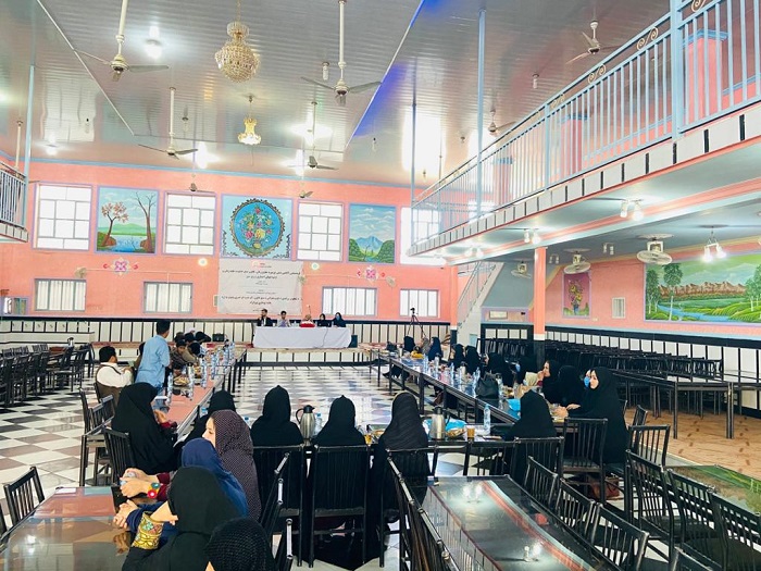تدویر گردهمایی پیرامون اگاهی دهی قانون منع خشونت علیه زنان، حقوق زن، ازدواج های اجباری و زیر سن از طرف دفتر مشارکت در تالار تاج محل ولایت نیمروز.
